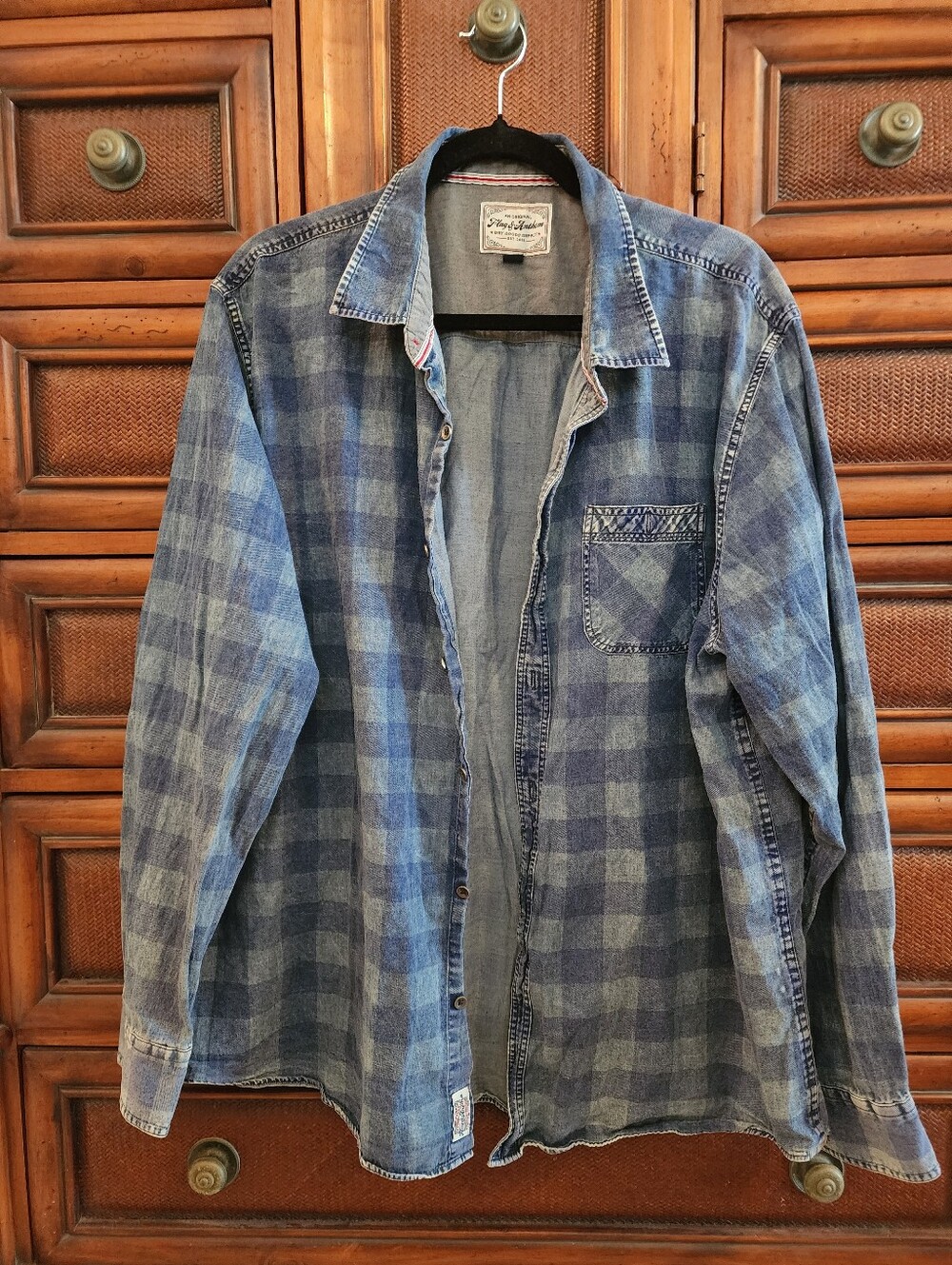 Casual Blue 90s Skater Look Checkered Plaid Grunge Denim Shirt Jacket